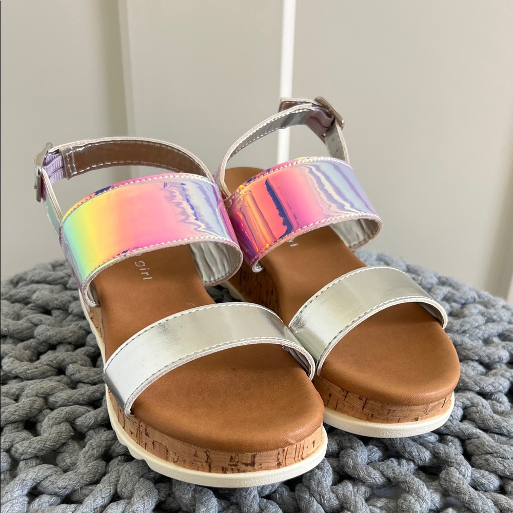 NEW Madden Girl Silver and Iridescent Kids Sandals